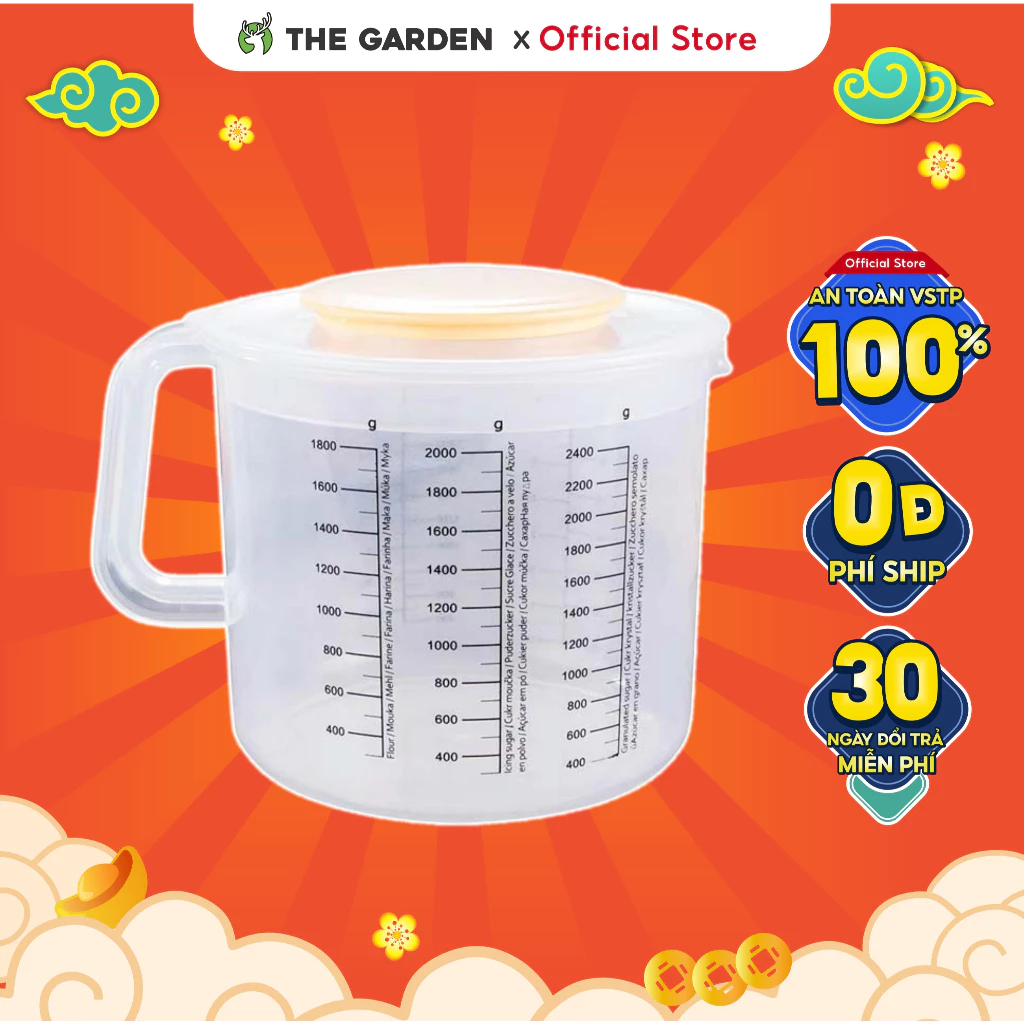 Ca Nhựa đong thực phẩm, Đánh Kem Cheese, đánh trứng THE GARDEN IGWT x GREENBAR Có Nắp Dung Tích 2.5 Lít