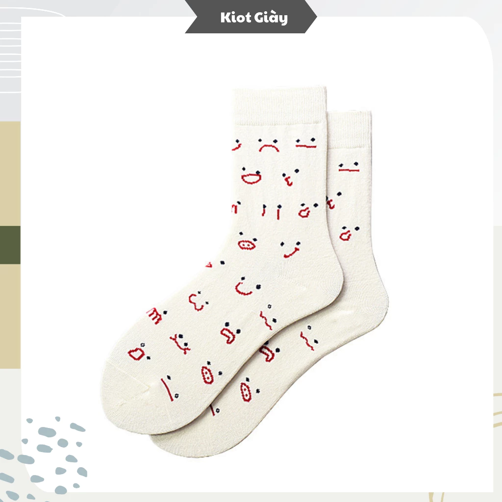 Tất vớ cổ cao nam nữ họa tiết mặt cười Emoji - Style Hàn Quốc - Chất liệu cao cấp mềm mịn
