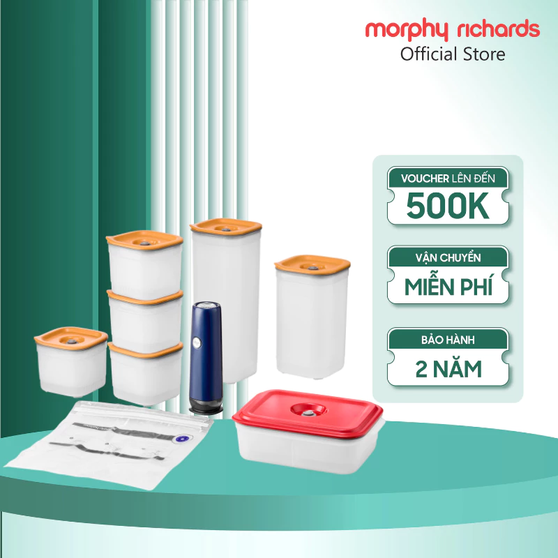 Bộ hộp đựng thực phẩm kèm máy hút chân không Morphy Richards MBC-VSL3E