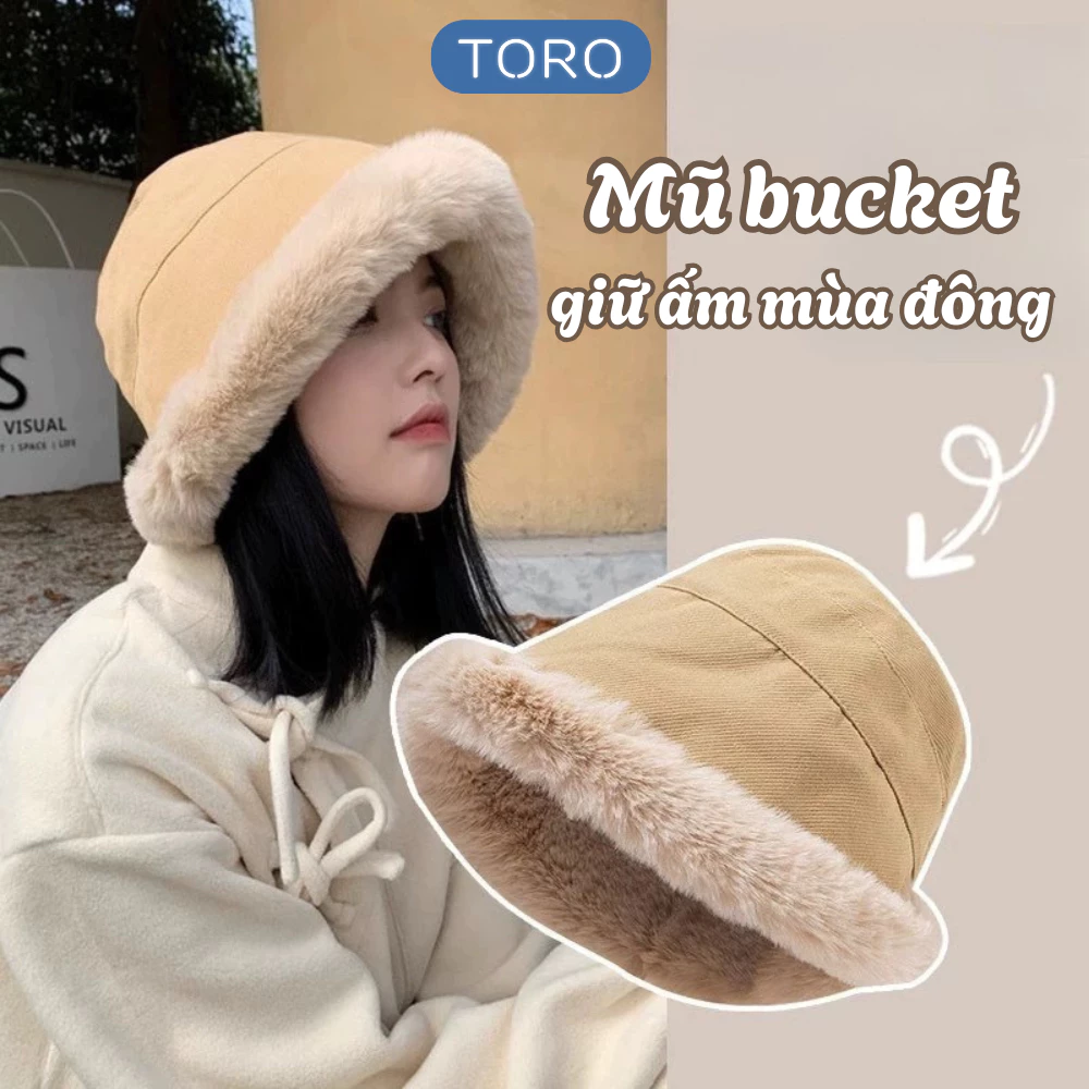 Mũ bucket lông cừu 2 lớp giữ ấm mùa đông, Mũ tai bèo vành rộng lót nỉ 2 lớp phong cách Hàn Quốc