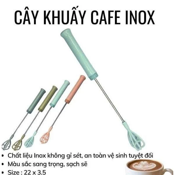 Cây khuấy cafe tạo bọt, cây đánh trứng bằng nhựa pp và cây đánh cà phê inox chống vỡ, an toàn của gia dụng Du Thủy
