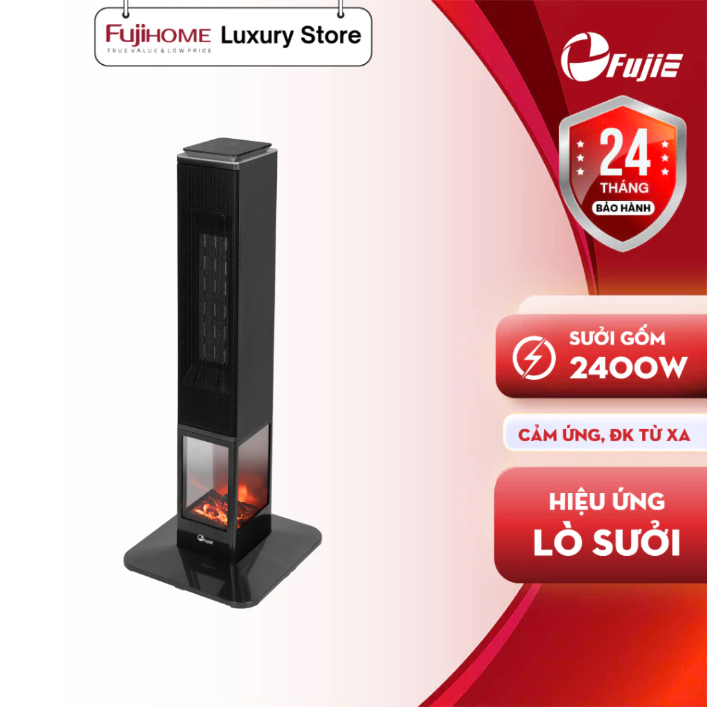 Máy sưởi gốm FujiE VH08 – Lò sưởi ánh lửa sang trọng, ấm nhanh, siêu êm