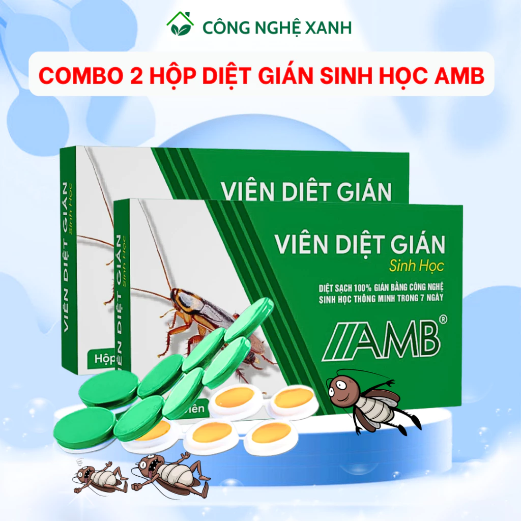 Combo 2 hộp thuốc diệt gián sinh học AMB, diệt sạch gián tận gốc, không gây độc hại, an toàn cho người và vật nuôi GH040