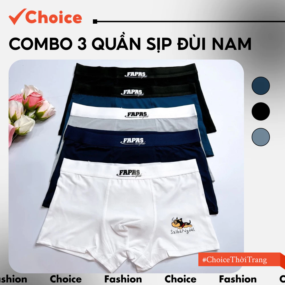 [Choice] Combo 3 Quần Sịp đùi CBTLTD2 Nam In Chữ Men Chính Giữa