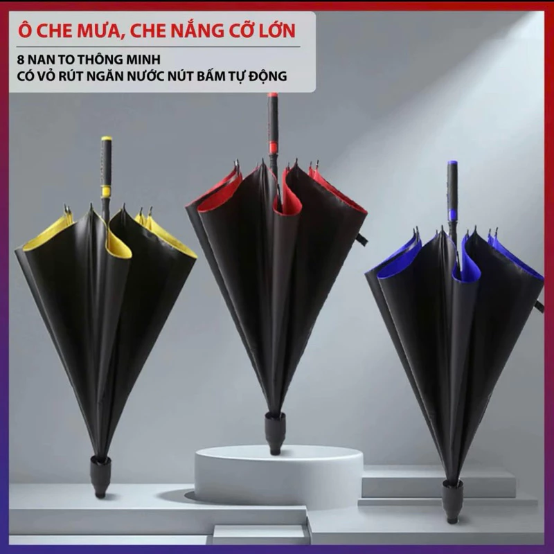 Ô Che Mưa Cỡ Lớn, Dù Cao Cấp Có Vỏ Rút, 8 Nan . To Chống Rỉ, Chống Gió Lật Có Vỏ Bọc Hiện Đại Mở TỰ Động - TT79.Shop