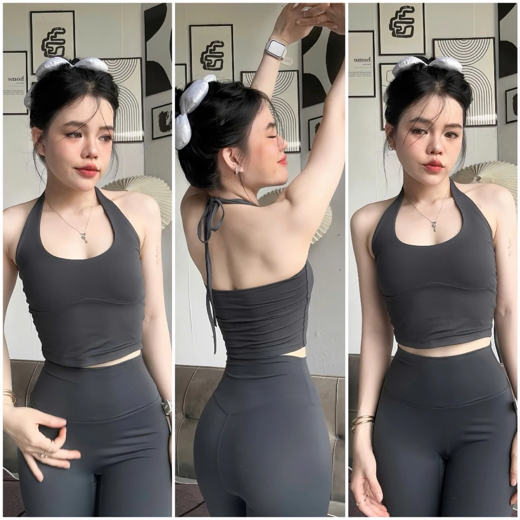 Áo Bra CỘT CỔ MÚT ĐÚC CHẤT LULU D24  Thể Thao Kèm Mút Tập Gym- Yoga-Aerobic-Chạy bộ⚡️Hàng nhập khẩu ⚡️( không kèm quần)