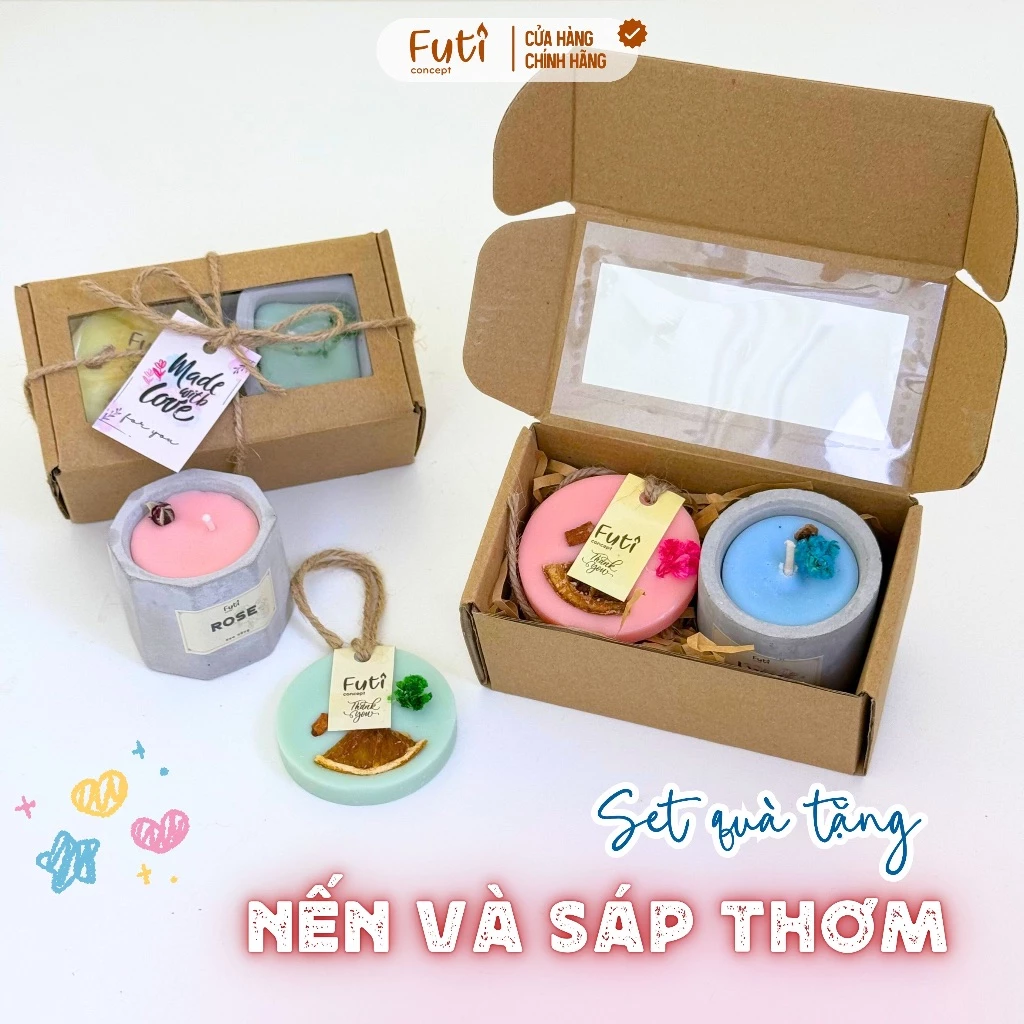 Hộp Quà Nến Và Sáp Thơm – Set Quà Tặng Ý Nghĩa, Hương Thơm Dễ Chịu, Tặng Sinh Nhật Bạn Bè
