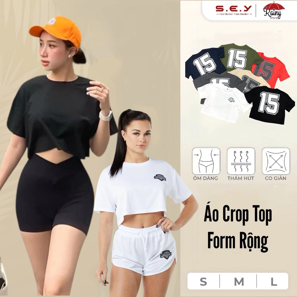 [ Áo CROP TOP FORM RỘNG ] Áo Alpha Crop Top/ Endurance Thể Thao Cao Cấp - Rainy Store