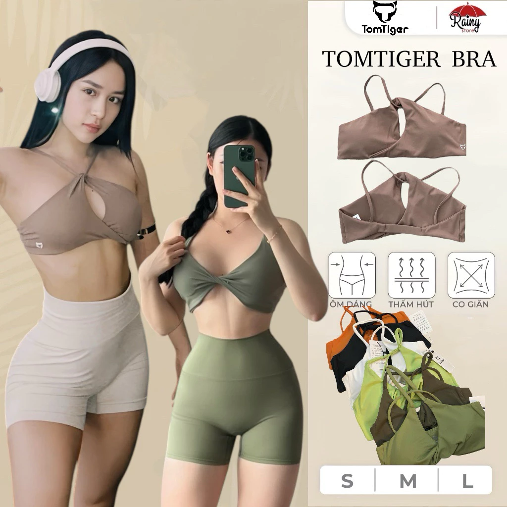 [ CHÍNH HÃNG S/M ] TOMTIGER CIR/ TOMTIGER V NECK Bra Tập Gym, Yoga Cao Cấp Có Mút Đệm - Rainy Store