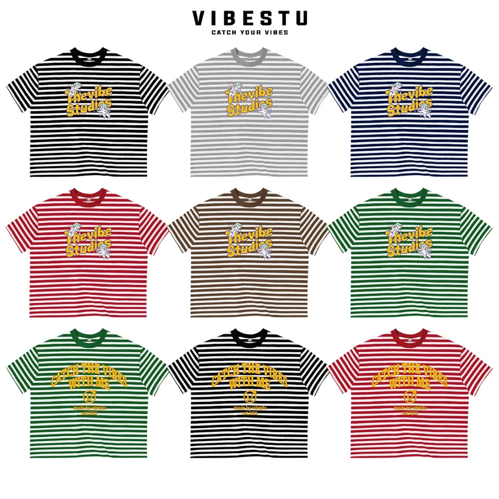 [Phiên bản nâng cấp] Áo Thun Sọc Local Brand VIBESTU " Thiên Thần - Withme " Form Big Boxy Unisex 250gsm Cotton