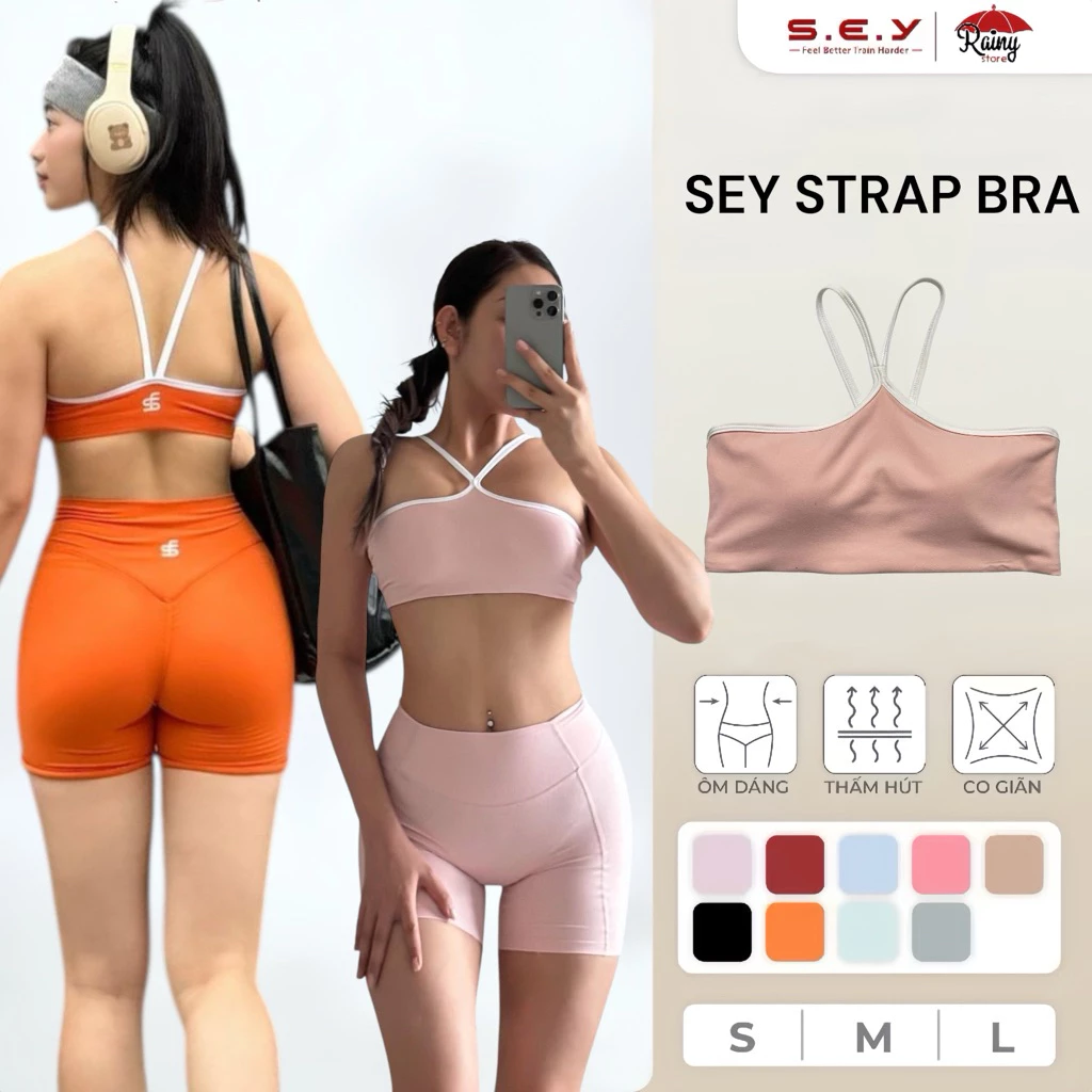 [  CHÍNH HÃNG - BRA S/M ] SEY ONE STRAP BRA Tập Gym, Yoga Cao Cấp, Bra Có Mút Đệm - Rainy Store