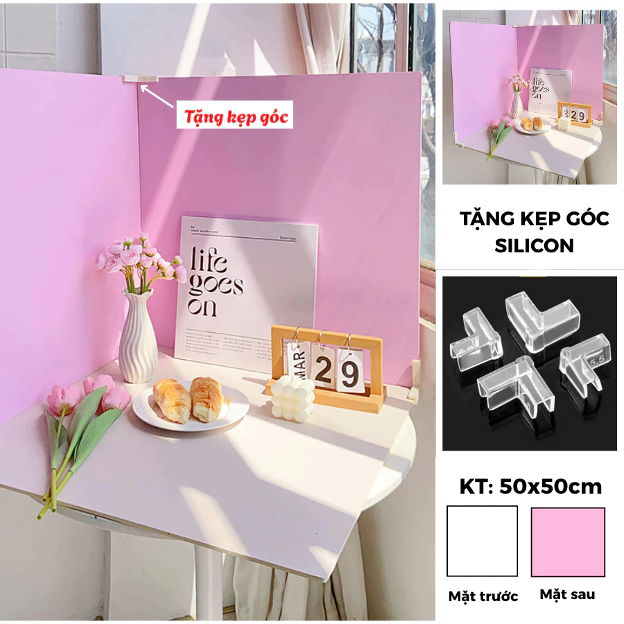 (Tặng kẹp góc) Phông nền Fomex 2 Mặt 50x50cm, Background chụp ảnh, Phông nền quay video - Lỗi 1 đổi 1