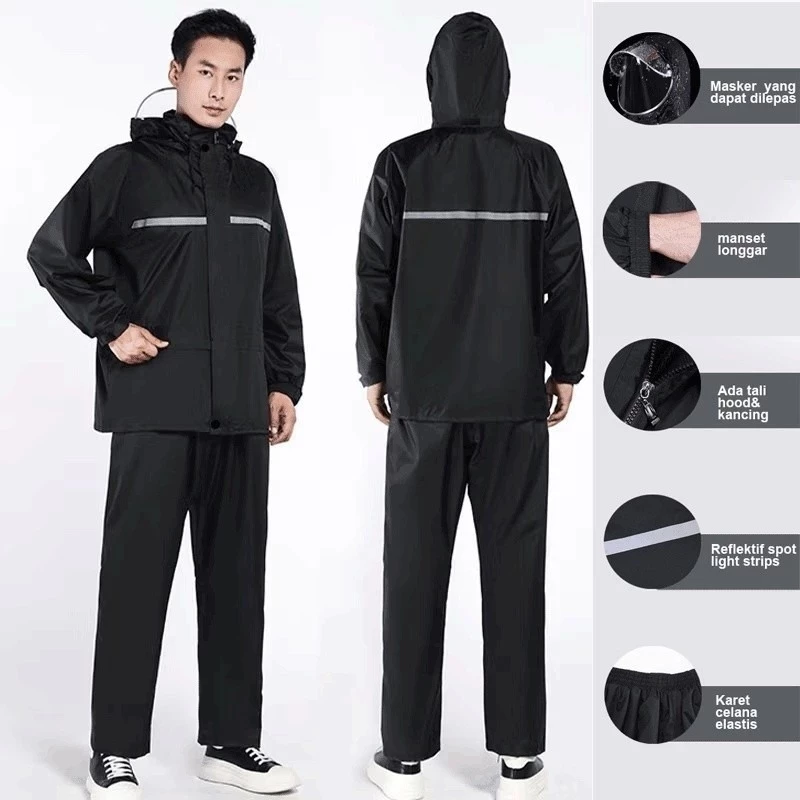 Bộ Quần Áo Mưa Dáng Dài nam nữ Bảo Vệ Toàn Thân Và Bão, Phản Quang An Toàn Hơn Chất Liệu Dai Và Siêu Chống Nước