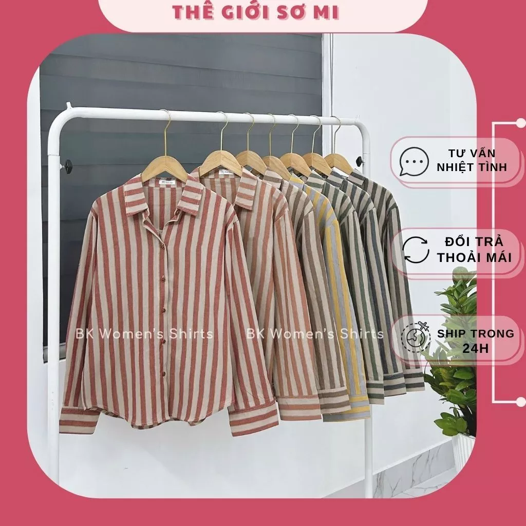 Áo Sơ MI Kẻ Sọc Chất Đủi Cotton Có Thêu Ngựa Mềm Nhiều Màu Xinh Mắc Dễ Mix Form Rộng Freesize