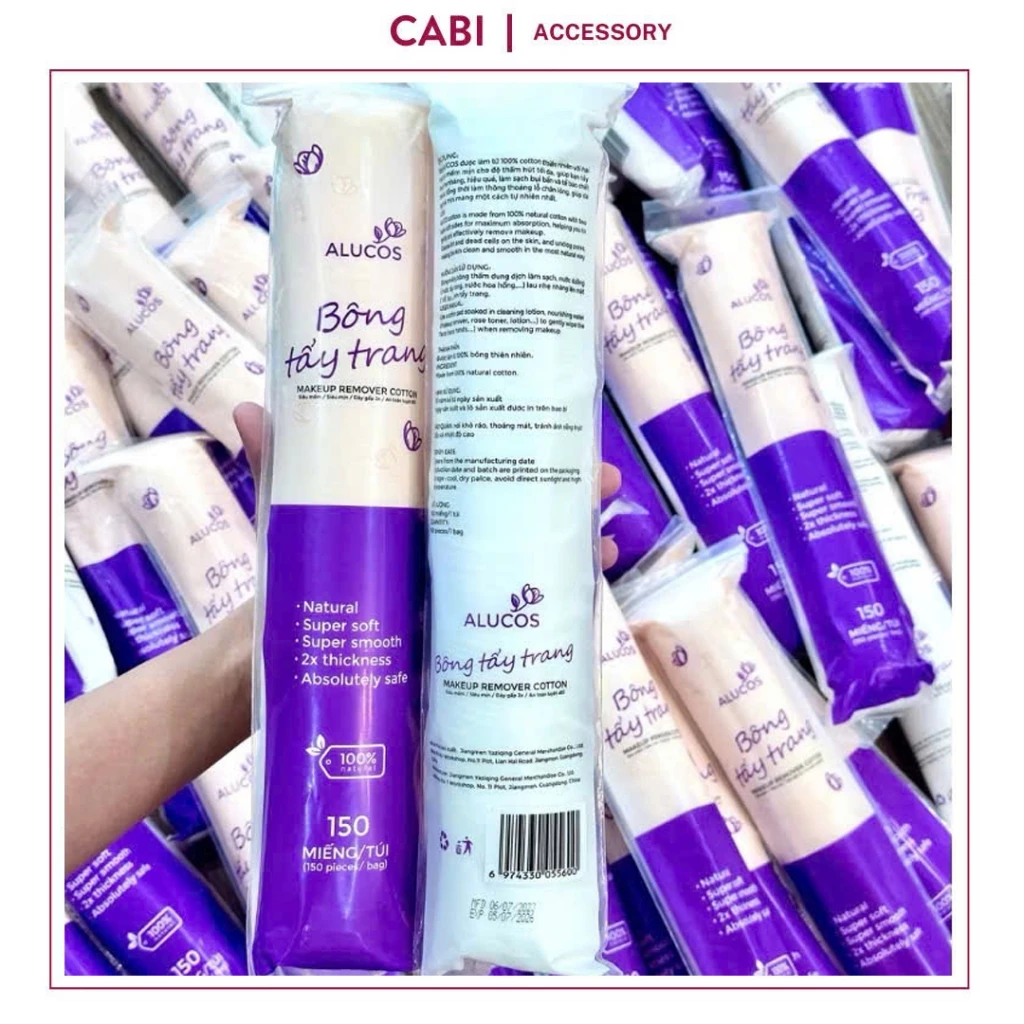 CB04 - Bông Tẩy Trang ALUCOS miếng tròn loại 150M mẫu mới siêu dày, mềm mịn, dẻo dai