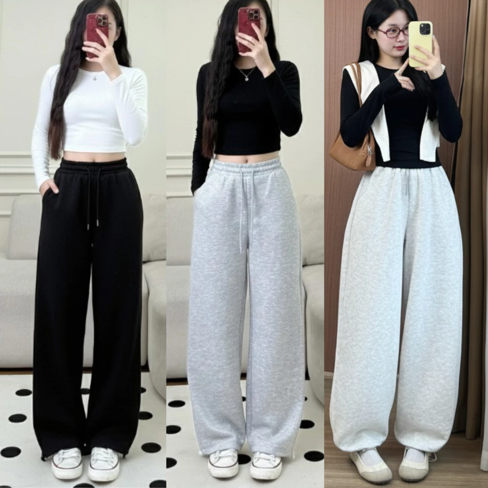 Quần Suông Nỉ Ống Rộng Lưng Cao Cạp Chun Siêu Tôn Dáng Chất Nỉ Loại 1 Dày Dặn Mềm Mịn Dễ Phối Đồ QND