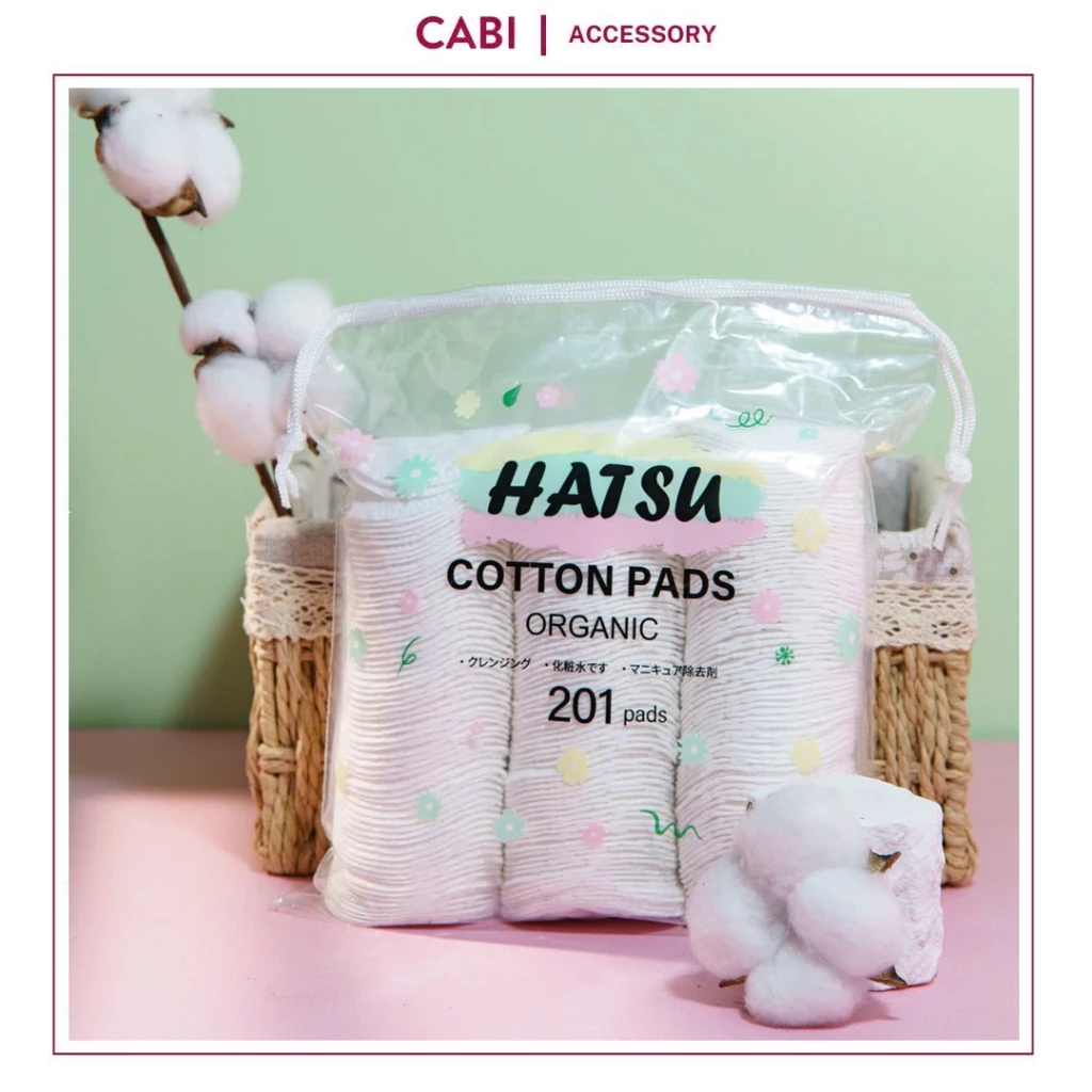 CB07 - Bông Tẩy Trang HATSU Cotton Pads ORGANIC 201M (Miếng Tròn) Dịu Nhẹ Cho Da Nhạy Cảm
