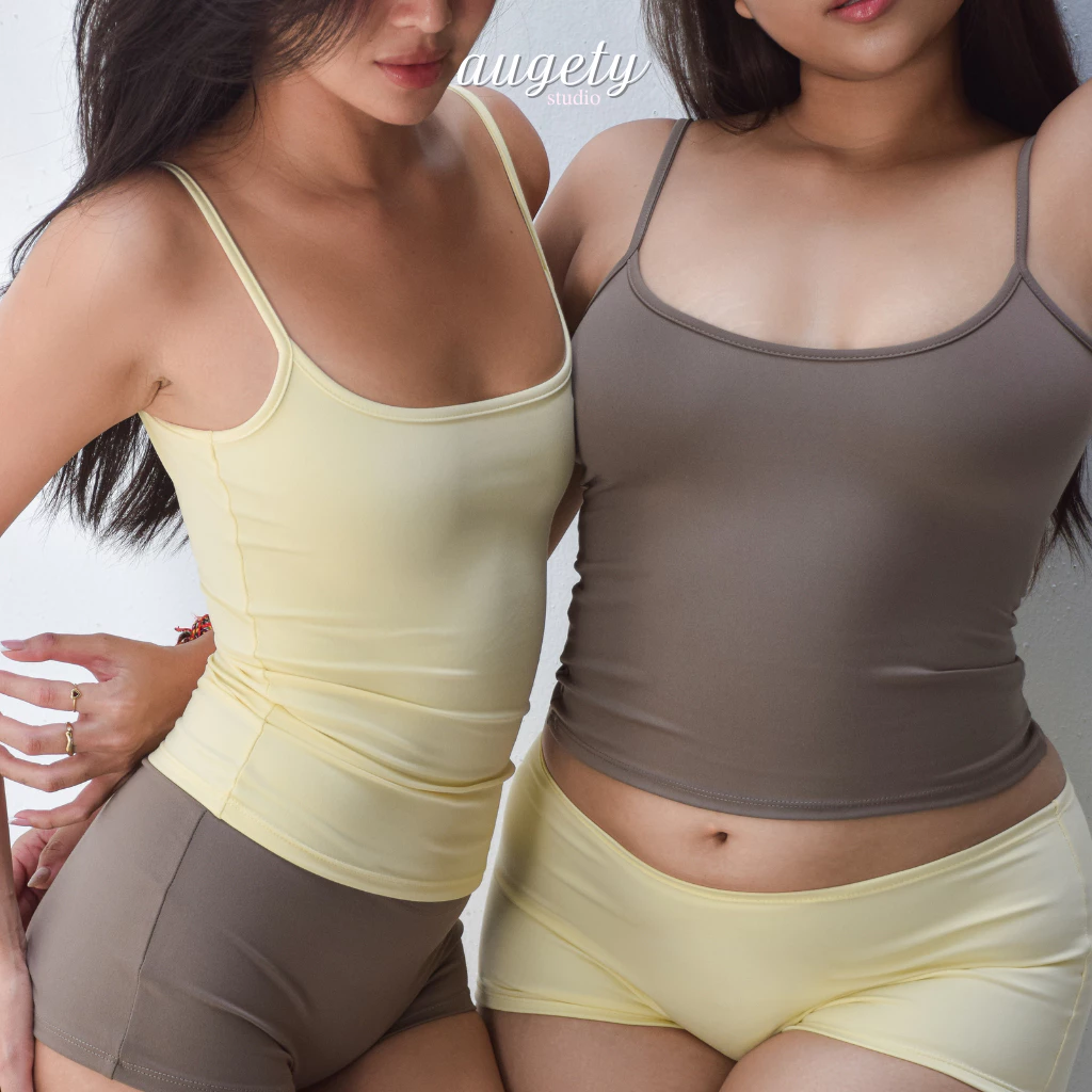 Áo Hai Dây Basic Chiết Eo Vải Thun Cao Cấp Augety Studio MIRA TOP