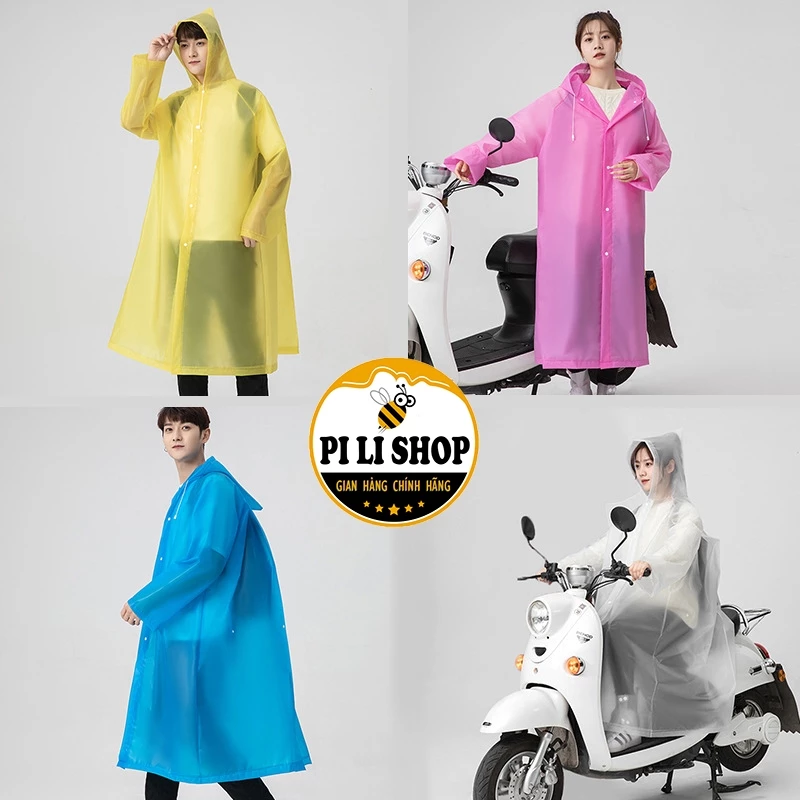 Áo Mưa Nam Nữ 1 Người Toàn Thân Chống Thấm Nước Tuyệt Đối, Áo Mưa Măng Tô Poly Mềm Nhựa Không Mùi