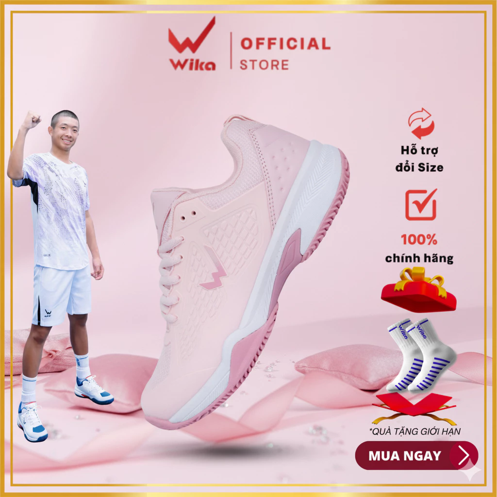 Giày Pickleball Nữ Wika Vetex  x QUANG DƯƠNG Chính Hãng, Chất Liệu KPU - Bền Bỉ,Vải mesh thoáng khí