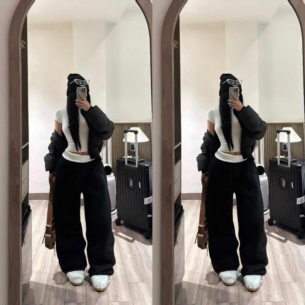 [ 𝐇𝐀𝐍𝐃𝐘 𝐅𝐈𝐓𝐒 ] Set áo thun ôm body SLIMFIT - Quần nỉ bông, cạp bẻ, thu đông hằng ngày [A01]