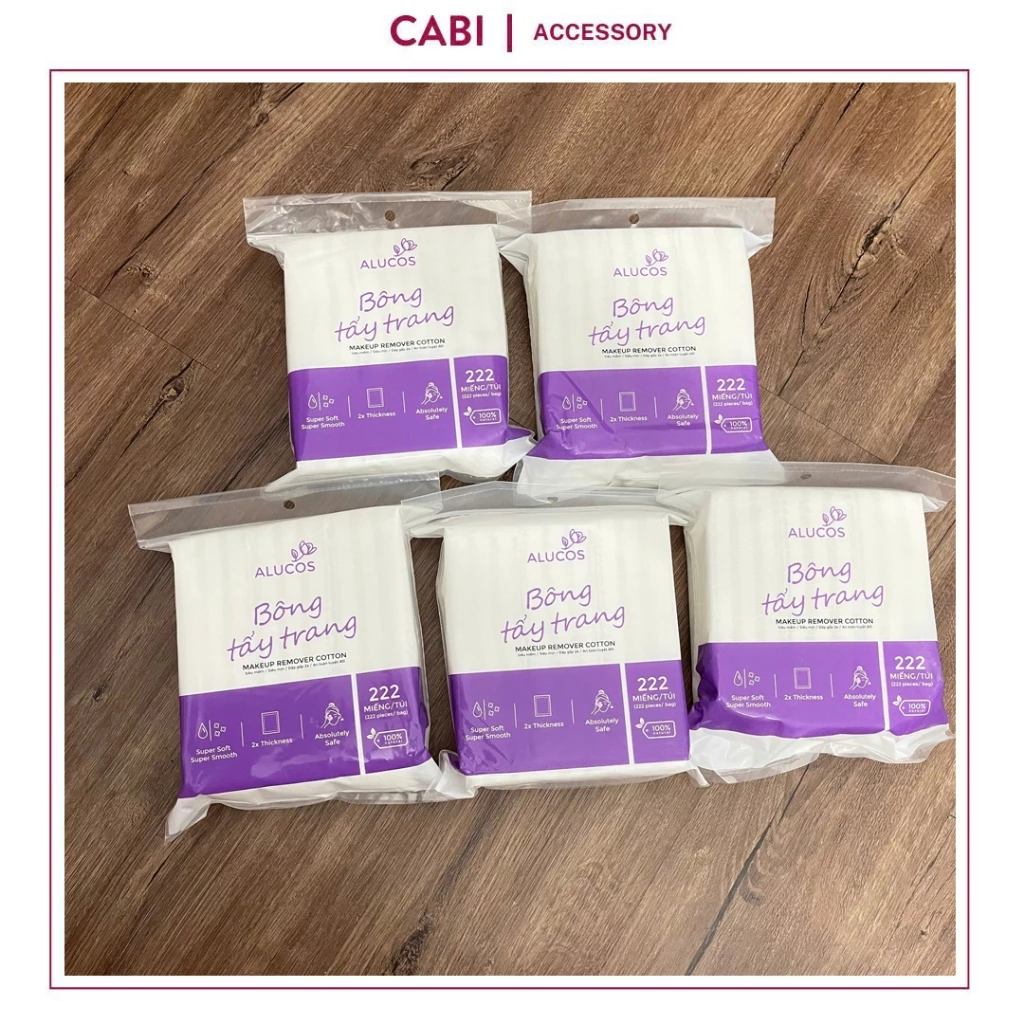 CB10 - (GIÁ SỈ COMBO 5 GÓI) Bông Tẩy Trang ALUCOS túi 222M 3 Lớp Bông Mềm Mịn Tự Nhiên