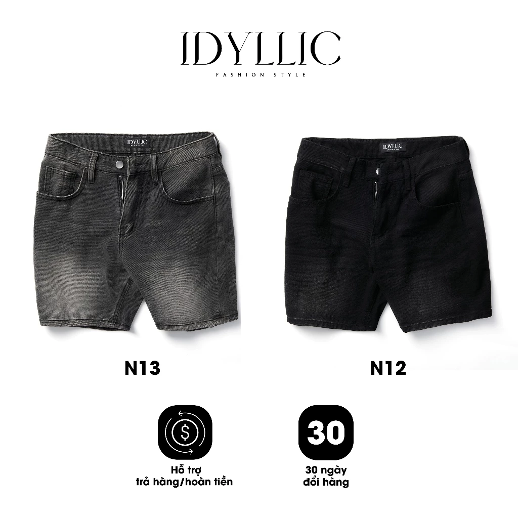 Short Jean Nam Nữ Unisex IDYLLIC – Form Suông ,Rộng Hàn Quốc, Dễ Mặc Dễ Phối