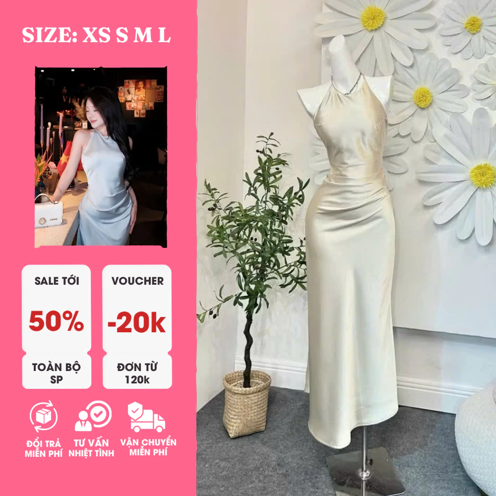 Đầm Lụa Hở Lưng Nút Bọc Xếp Ly Eo – Thanh Lịch, Gợi Cảm Và Tinh Tế Chuẩn Nàng Thơ