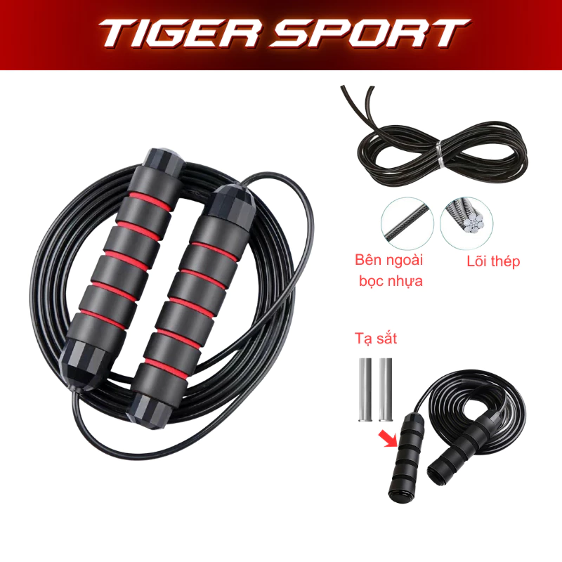 Dây Nhảy Lõi Thép Tập Thể Dục Giảm Cân, Giảm Mỡ, Tập Thể Lực, Tập Gym, Tập Tại Nhà, Ngoài Trời
