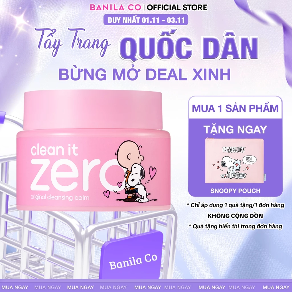 (New) Peanuts x Banila Co Set Sáp tẩy trang Clean It Zero Cleansing Balm Original 125ML
