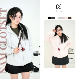 Hoodie zip form rộng chất nỉ bông cao cấp cho mùa đông năng động cùng 8 màu cực xinh - NHZ04