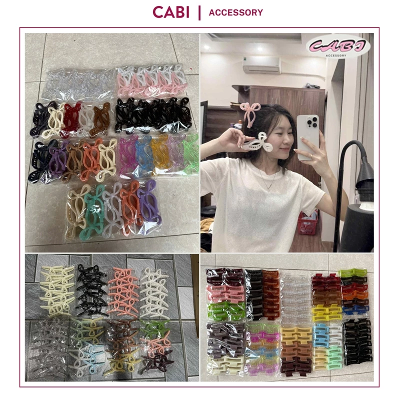CB17 - (GIÁ SỈ) Vỉ 10-12 Kẹp Tóc Càng Cua Acrylic Dạng SÓNG-NƠ-HOA-CHỮ NHẬT Nhiều Màu Sắc Hot Trend