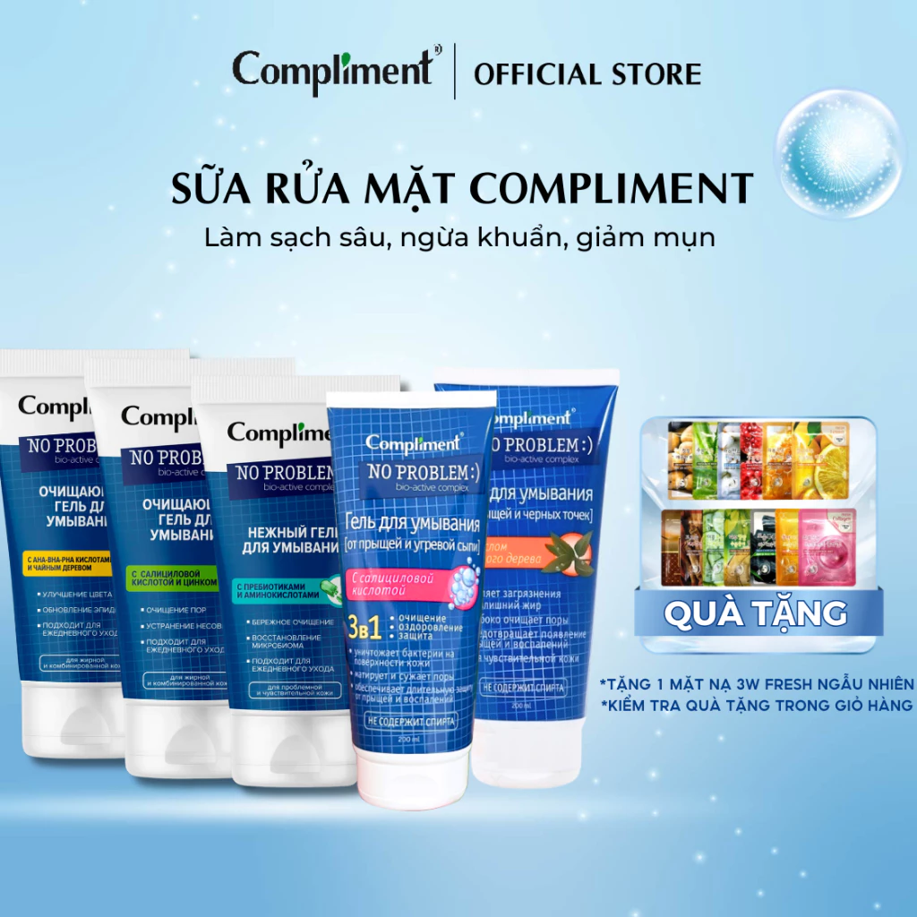 Sữa Rửa Mặt Compliment No Problem ngăn ngừa mụn sạch sâu 200ml