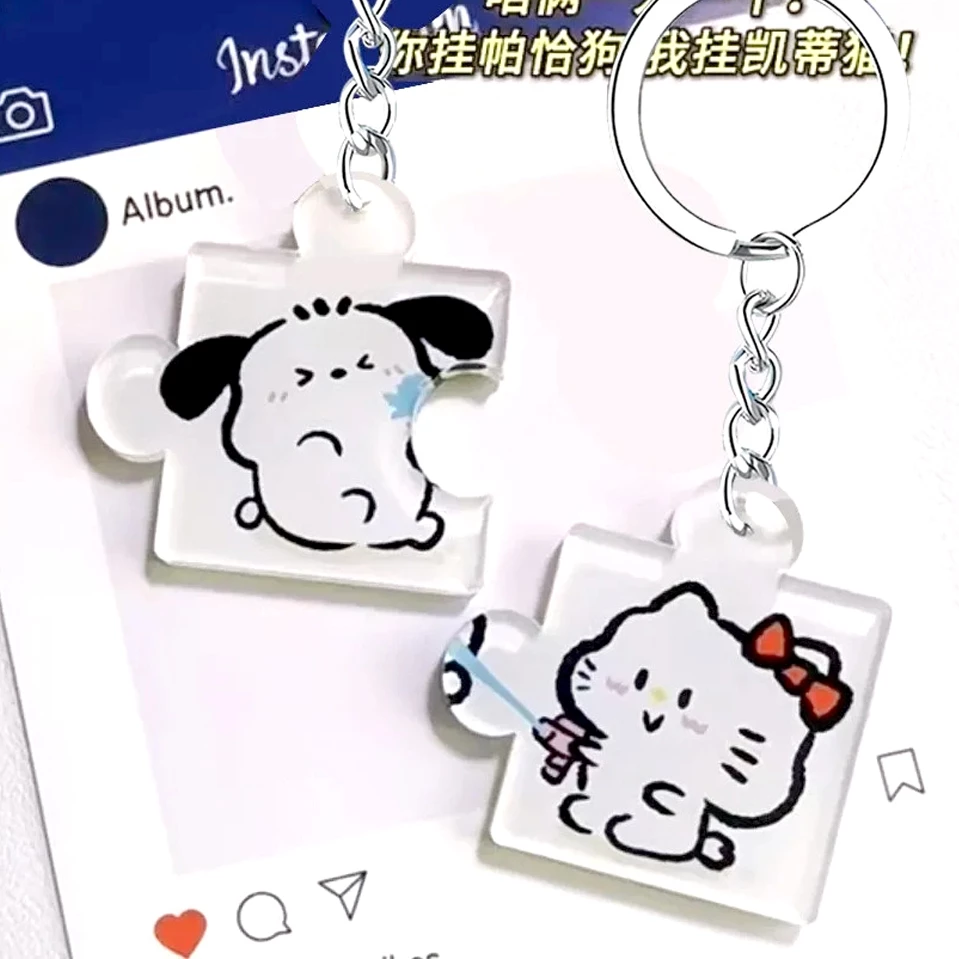 Pochacco Helo Kity Cặp Đôi Móc Khóa Acrylic Treo Mặt Dây Chuyền Mèo Kitty Dễ Thương Cặp Đôi Móc Khóa