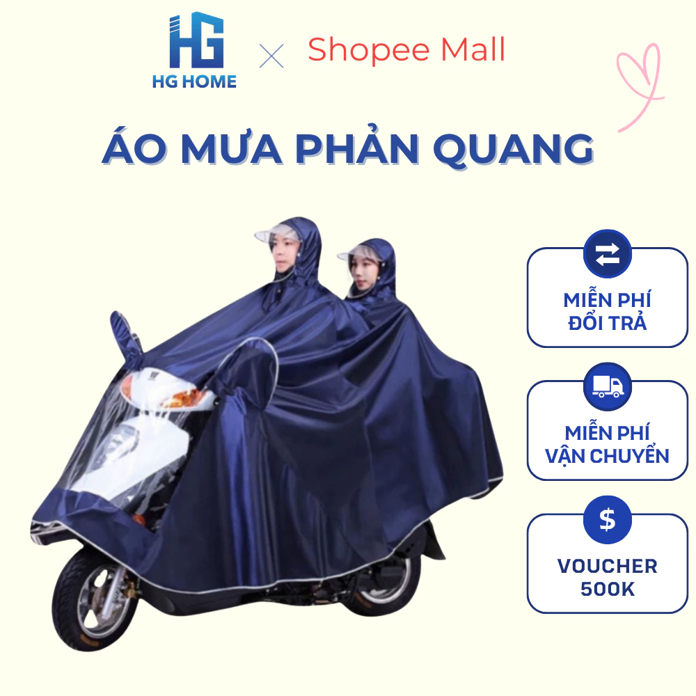 Áo Mưa Phản Quang 1 Người Và 2 Người HGMART Che Phủ Toàn Thân Kèm Kính Chắn Mưa Tiện Lợi  [ Hàng Tốt ]