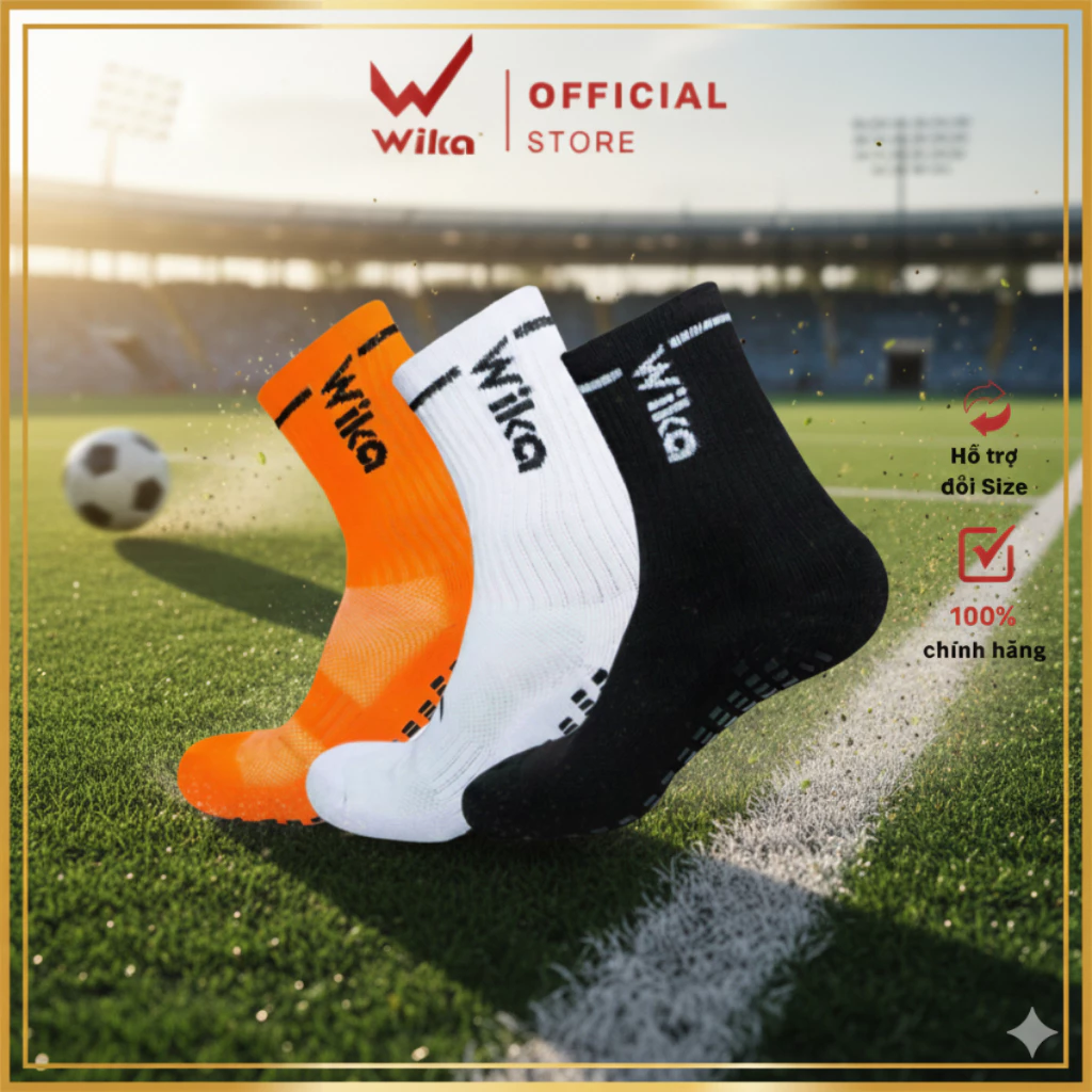 Tất Chống Trơn Wika Chính Hãng,Chất Liệu Cotton Chống Bai Giãn Độ Bền Cao, Phù Hợp mọi môn thể thao