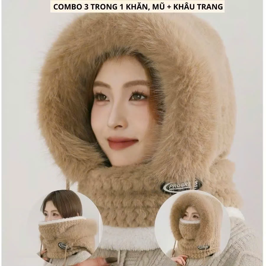 Mũ Len Lông Cừu Trùm Đầu Che Tai Chống Lạnh Dưới Không Độ C