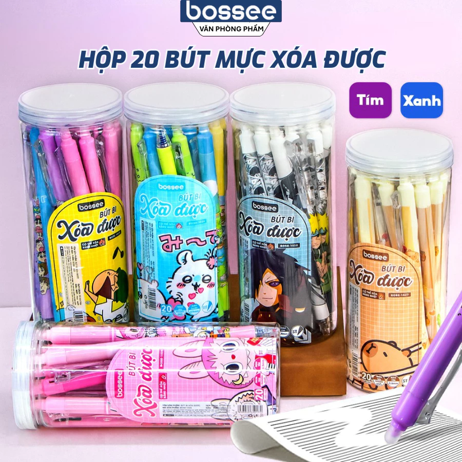Bút gel xóa được hoạt hình Chiikawa Hộp 20 Bút Ngòi 0.5mm Dành cho học sinh tiểu học luyện viết tẩy xóa dễ dàng