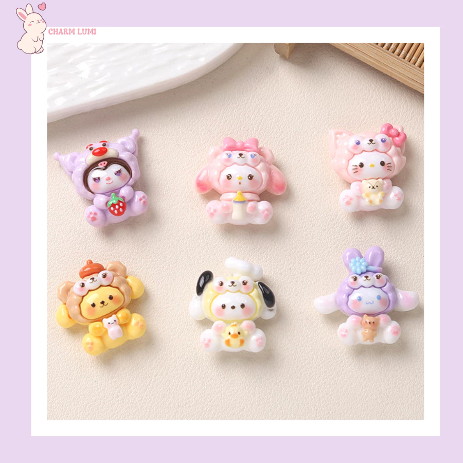 🧸Charm Thú Hoạt Hình Đội Nón – Phụ Kiện Handmade DIY, Trang Trí Ốp Lưng, Sổ Tay, Nón Bảo Hiểm...