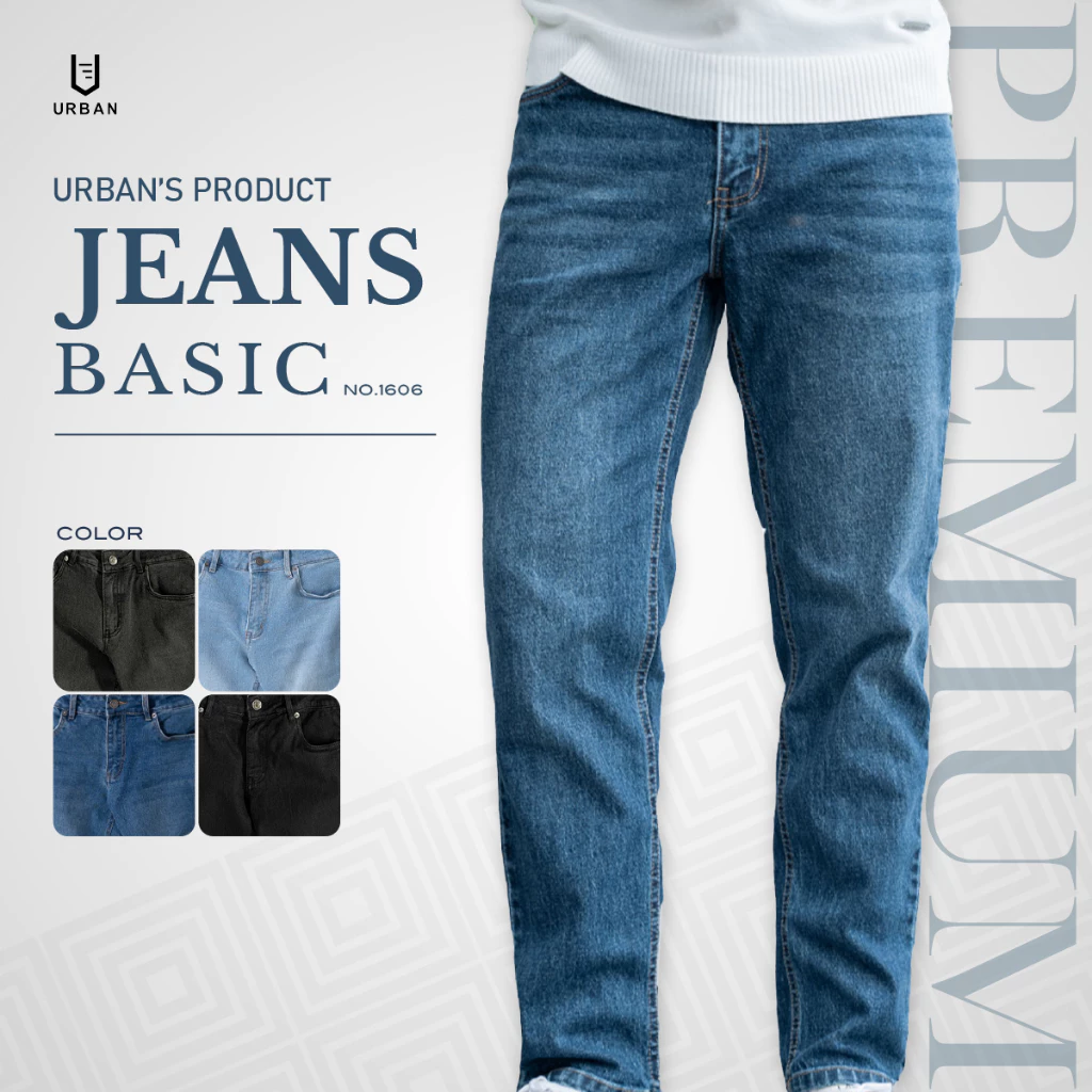 Quần Jean nam URBAN Co Giãn, dáng basic Slim  không ôm ,Không Bai Xù, Bền Màu Trẻ Trung NO.1606
