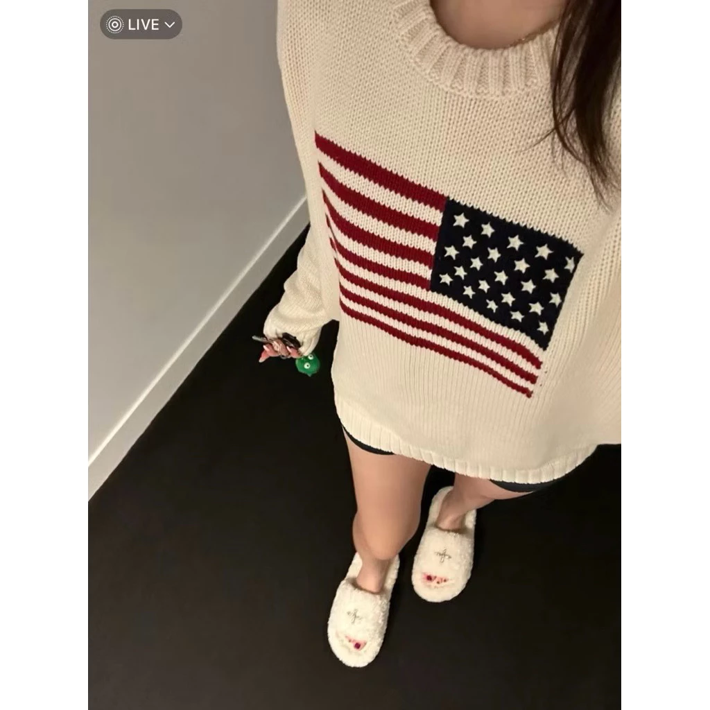 ÁO SWEATER LEN CỜ MỸ QC CAO CẤP 2 MÀU