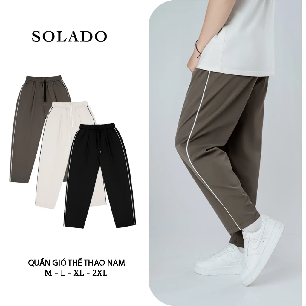 Quần Dài Gió SOLADO Unisex Thoáng Mát Chống Nhăn Form Suông Thể Thao QDG02
