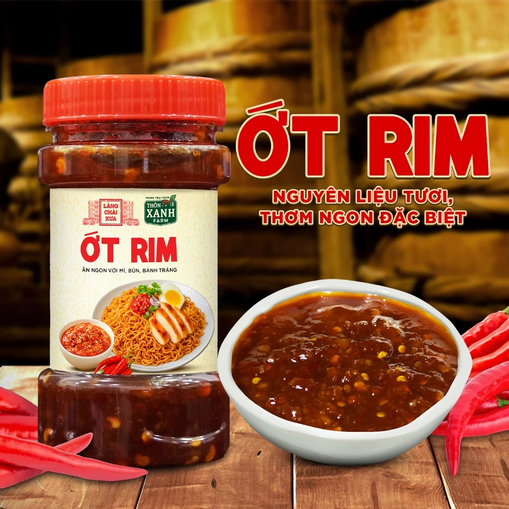 Ớt Rim Làng Chài Xưa hủ 140g Làm Từ Ớt Tươi, Tỏi Tươi Ăn Kèm Với Bún, Mì, Bánh Tráng