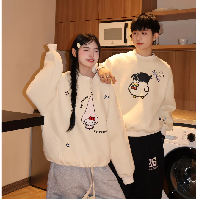 Áo Sweater Nỉ Bông Thêu Xù Áo Nỉ Cổ Tròn Không Xù Form Rộng Unisex By Genz