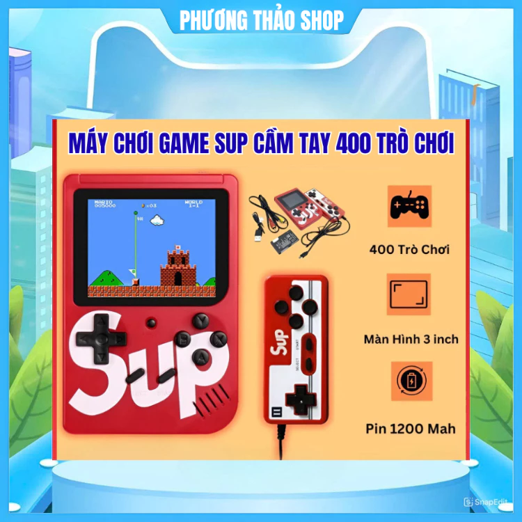 Máy chơi game cầm tay SUP 400 trò - Kết nối Tivi chơi 2 người - Máy chơi game điện tử 4 nút cao cấp tay cầm Sup