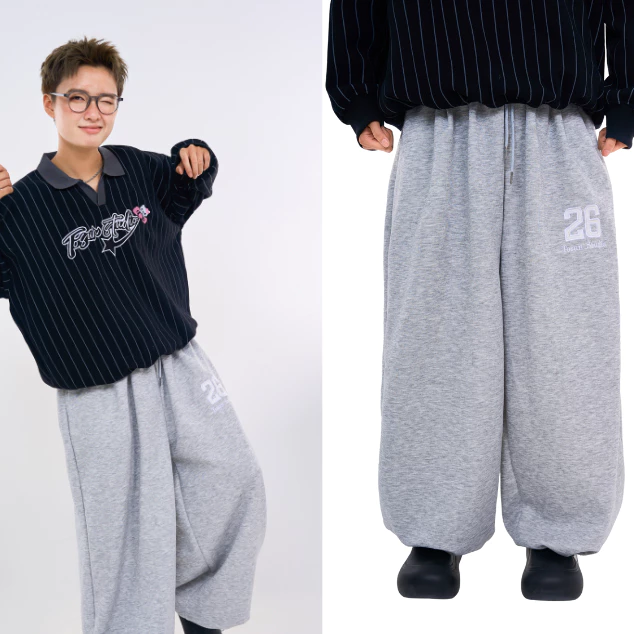 Quần Nỉ Ống Rộng Chất Nỉ 2 Da Form Thụng Không Đổ Bông, Không Xù Unisex Basic Thêu Xù Số 26 By Genz