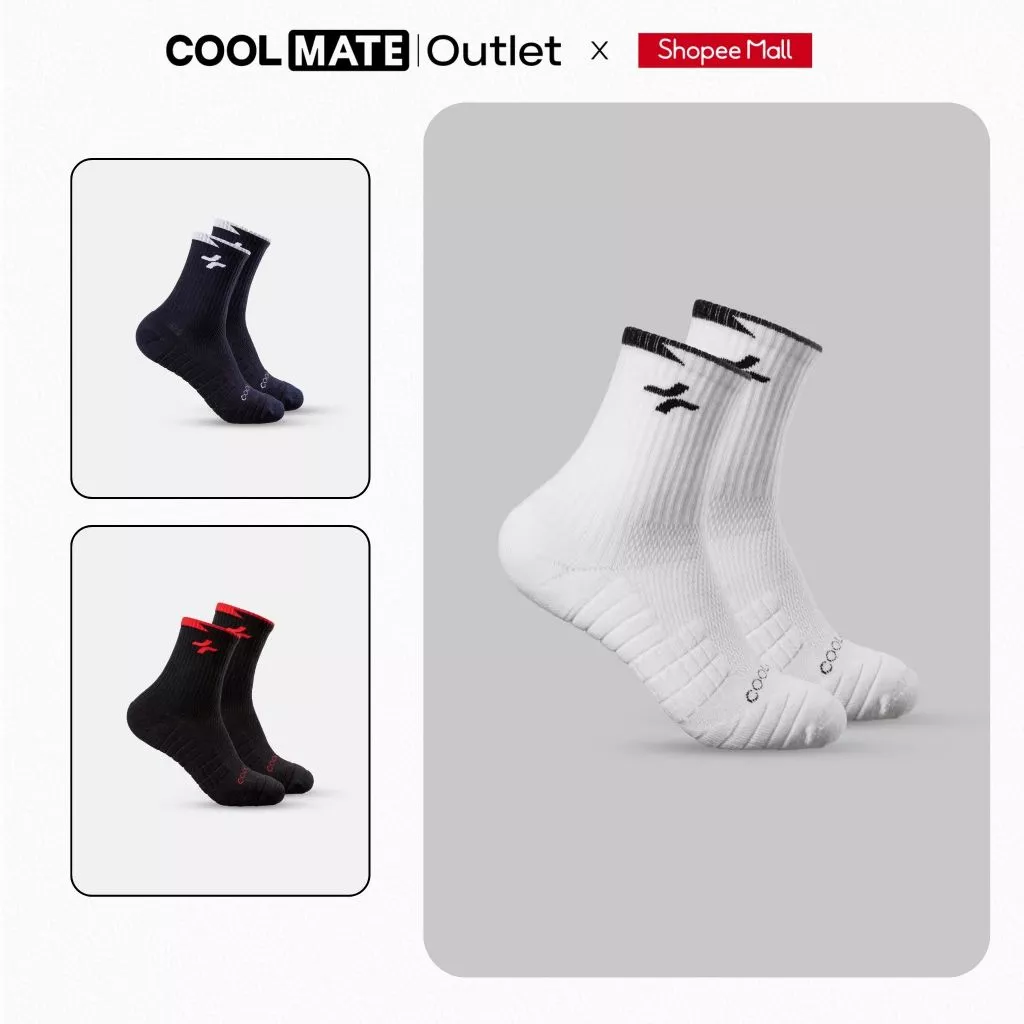 Tất Nam Coolmate Chơi Cầu Lông, Pickleball, Thể Thao Thoáng Khí Cổ Trung