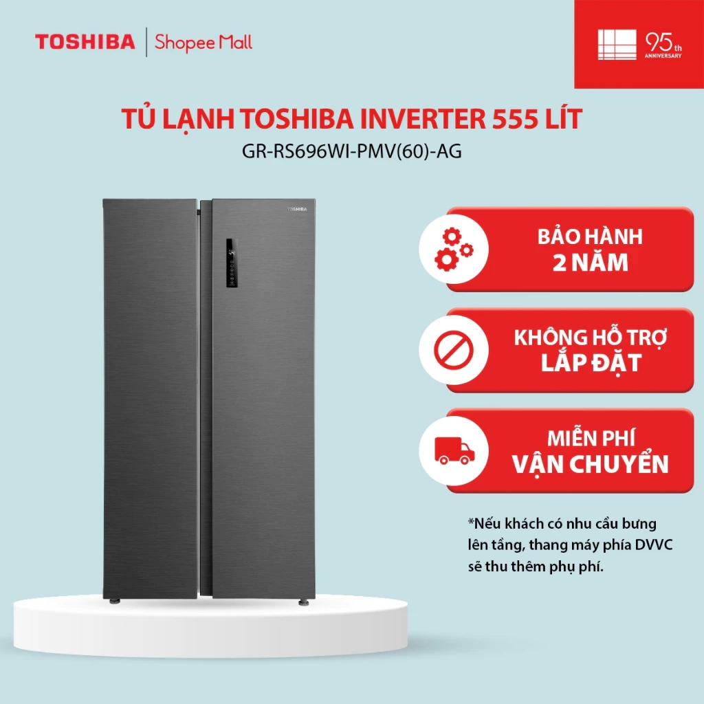 [FREESHIP] Tủ lạnh Toshiba Inverter 555 lít Side By Side GR-RS696WI-PMV(60)-AG - Bảo hành 2 năm