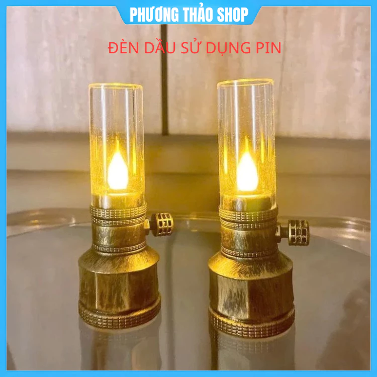 Đèn Dầu Sử Dụng Pin Phong Cách Cổ Điển Đèn Dầu Điện Tử Hoạt Động Bằng Pin, Trang Trí Bàn Thờ Thiết Kế Đơn Giản Tiện Dụng