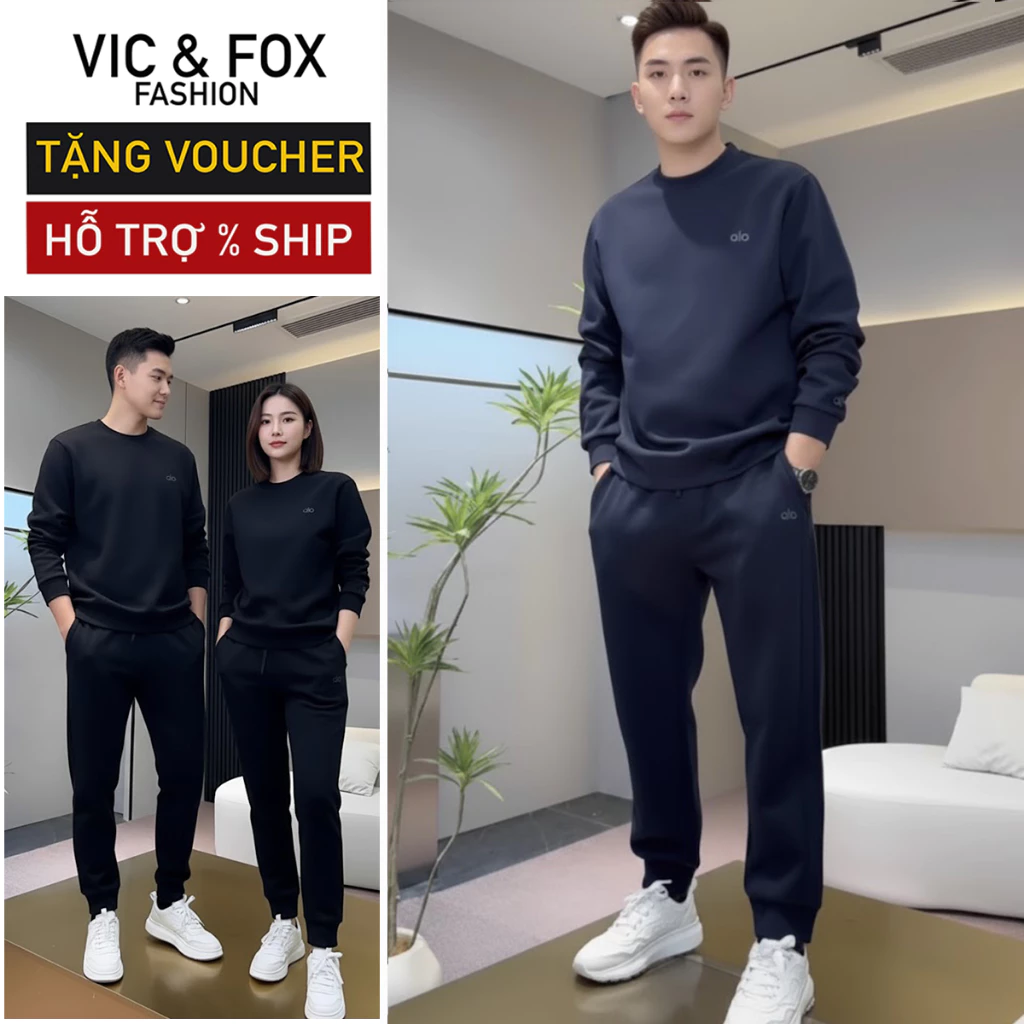 Bộ đồ nam Fox Bigsize 115kg| Bộ quần áo thể thao nam nữ thu đông dài tay| Đồ bộ nam chất cotton back